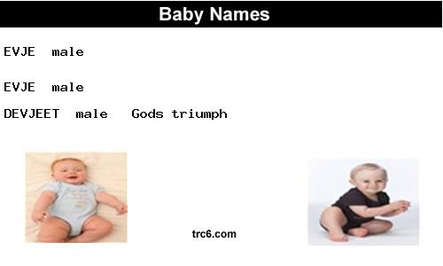 evje baby names